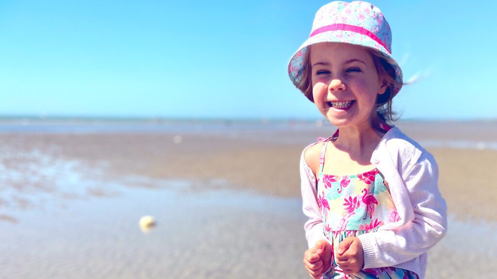 Betty on the Beach at 5yrs old